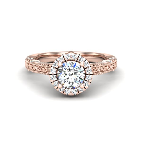 Alexandria Halo Engagement Ring - 14K Rose Gold (Setting Price)