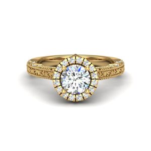 Alexandria Halo Engagement Ring - 18K Yellow Gold (Setting Price)