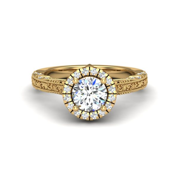 Alexandria Halo Engagement Ring - 18K Yellow Gold (Setting Price)