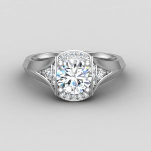 Aitana Halo Engagement Ring - 18K White Gold (Setting Price)