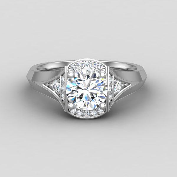 Aitana Halo Engagement Ring - 18K White Gold (Setting Price)