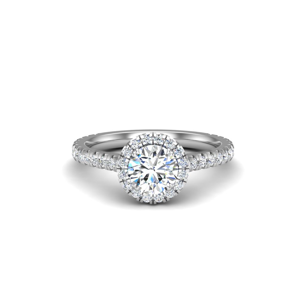 Alison Halo Engagement Ring - 18K White Gold (Setting Price)
