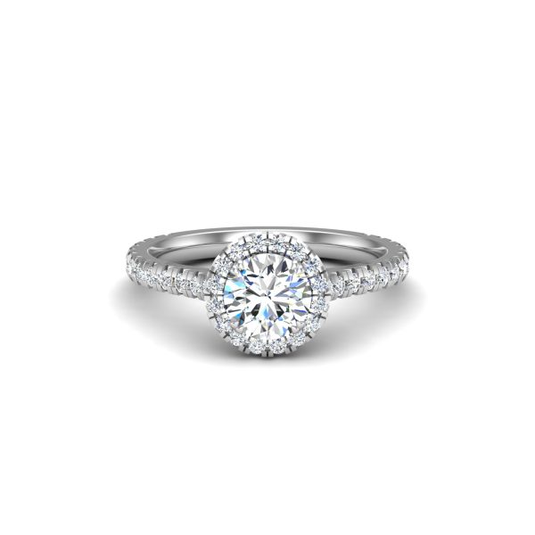 Alison Halo Engagement Ring - 18K White Gold (Setting Price)