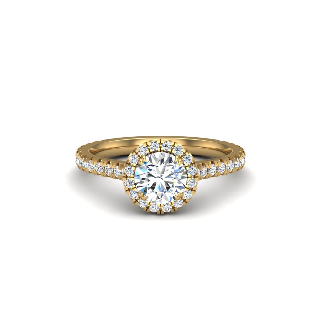 Alison Halo Engagement Ring - 18K Yellow Gold (Setting Price)