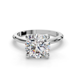 1 Ct. Round Lab Diamond Engagement Ring (Rare Carat Ideal - D Color - VVS2 Clarity) Minimalistic 4 Prong Basket Solitaire - Platinum