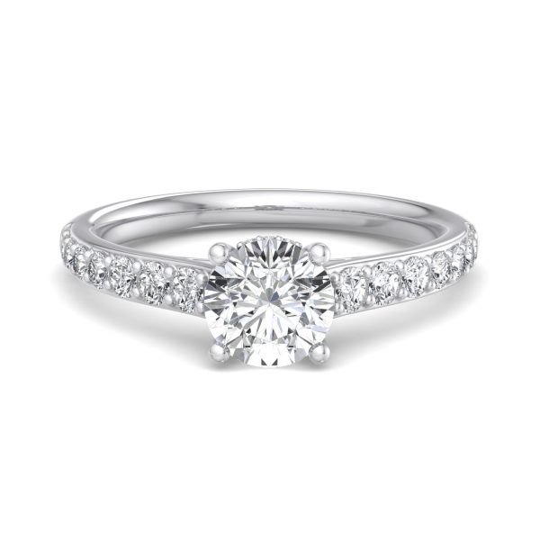 Abigail Pave Engagement Ring With Hidden Halo - 14K White Gold (Setting Price)