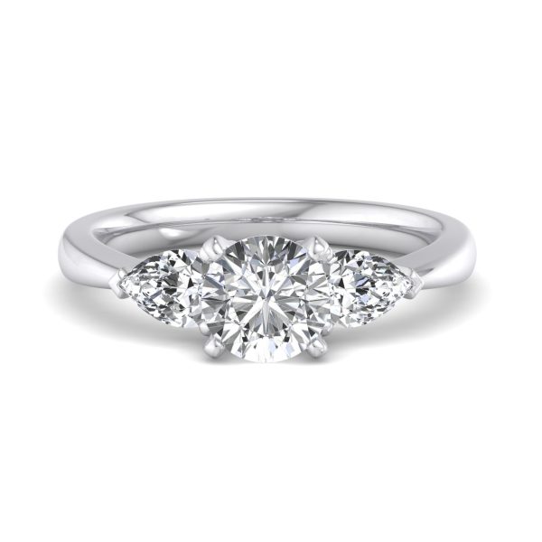 Madison Three-Stone Pear Engagement Ring - 18K White Gold (Setting Price)