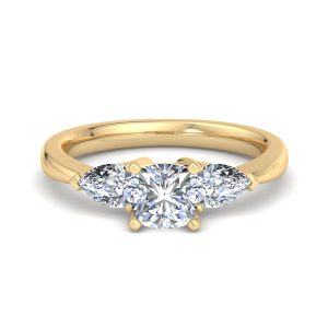 2.5 Ct. Madison Three-Stone Lab Pear Engagement Ring - 18K Yellow Gold