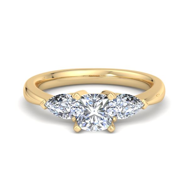2.5 Ct. Madison Three-Stone Lab Pear Engagement Ring - 18K Yellow Gold