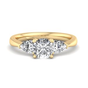 1 Ct. Madison Three-Stone Lab Pear Engagement Ring - 18K Yellow Gold