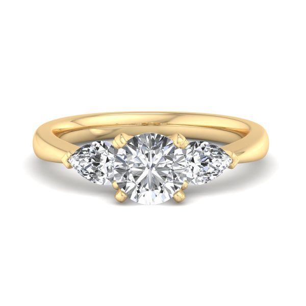 1 Ct. Madison Three-Stone Lab Pear Engagement Ring - 18K Yellow Gold