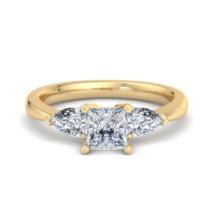 1 Ct. Madison Three-Stone Lab Pear Engagement Ring - 18K Yellow Gold