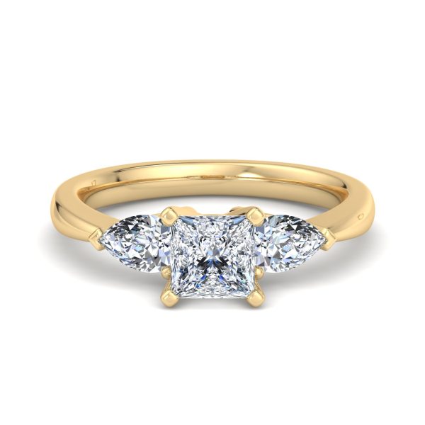 1 Ct. Madison Three-Stone Lab Pear Engagement Ring - 18K Yellow Gold