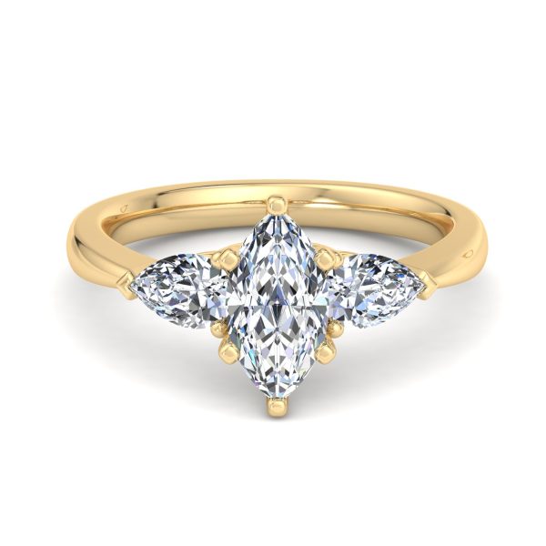 1.5 Ct. Madison Three-Stone Lab Pear Engagement Ring - 18K Yellow Gold