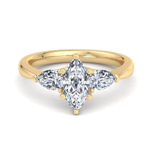 2.5 Ct. Madison Three-Stone Lab Pear Engagement Ring - 18K Yellow Gold