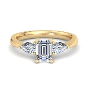 3 Ct. Madison Three-Stone Lab Pear Engagement Ring - 18K Yellow Gold