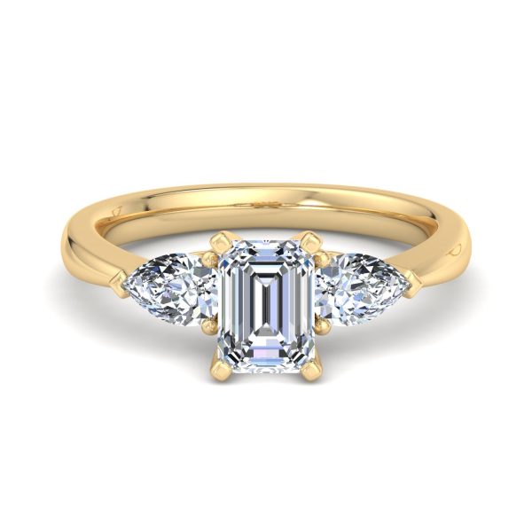 3 Ct. Madison Three-Stone Lab Pear Engagement Ring - 18K Yellow Gold