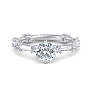Alanna Spaced Diamond Engagement Ring - 18K White Gold (Setting Price)