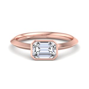 Alia Bezel East West Solitaire Engagement Ring - 14K Rose Gold (Setting Price)