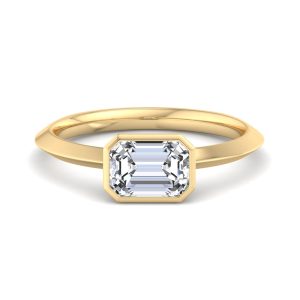 Alia Bezel East West Solitaire Engagement Ring - 18K Yellow Gold (Setting Price)