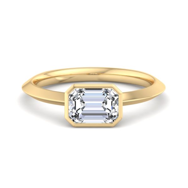 Alia Bezel East West Solitaire Engagement Ring - 18K Yellow Gold (Setting Price)