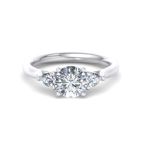 Aleena Classic Pear Three-Stone Engagement Ring - 18K White Gold (Setting Price)