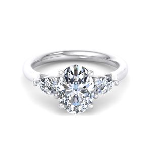 Alia Classic Pear Three-Stone Engagement Ring - 18K White Gold (Setting Price)