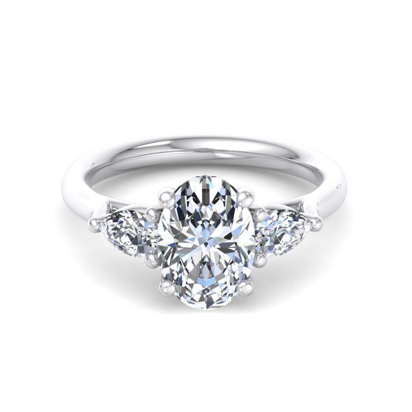 Alia Classic Pear Three-Stone Engagement Ring - 18K White Gold (Setting Price)