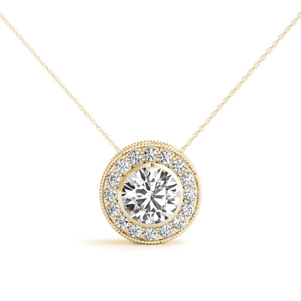 Armelle Halo Necklace Pendant - 18K Yellow Gold (Setting Price)
