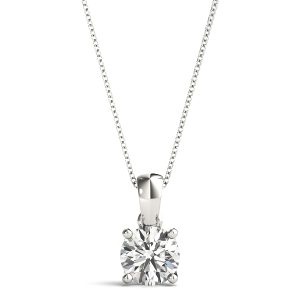 Amaryllis Solitaire Diamond Necklace Pendant - 18K White Gold (Setting Price)