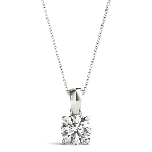 Amaryllis Solitaire Diamond Necklace Pendant - 18K White Gold (Setting Price)