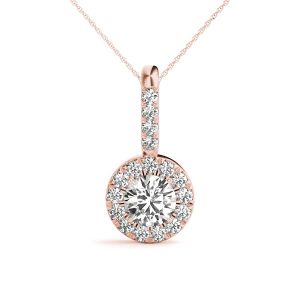 Ann Halo Necklace Pendant - 14K Rose Gold (Setting Price)
