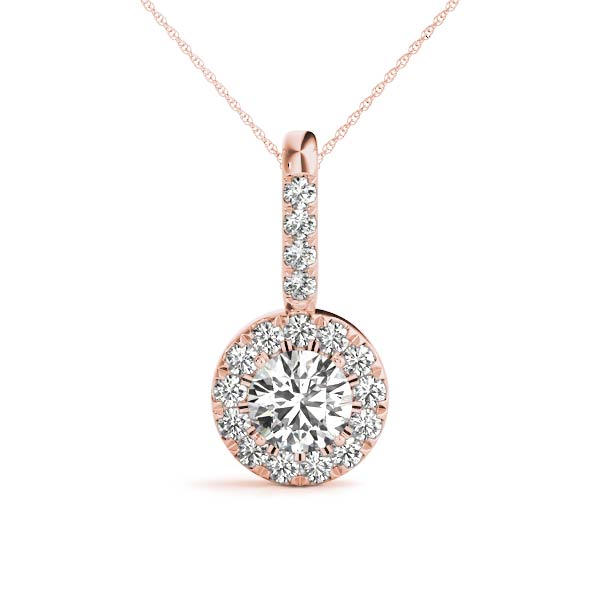 Ann Halo Necklace Pendant - 14K Rose Gold (Setting Price)