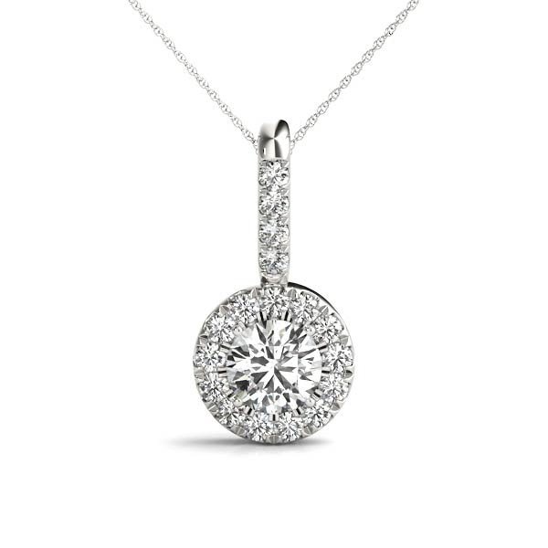 Ann Halo Necklace Pendant - 18K White Gold (Setting Price)
