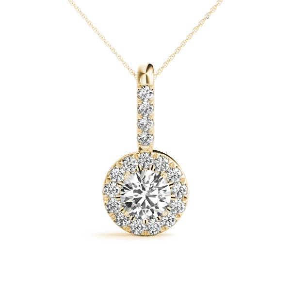Ann Halo Necklace Pendant - 18K Yellow Gold (Setting Price)