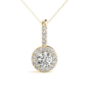 Ann Halo Necklace Pendant - 18K Yellow Gold (Setting Price)