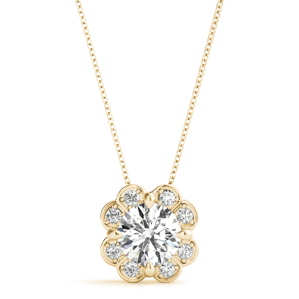 Analia Halo Necklace Pendant - 18K Yellow Gold (Setting Price)