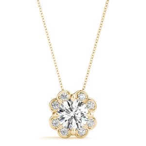 Analia Halo Necklace Pendant - 18K Yellow Gold (Setting Price)