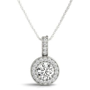 Alisa Halo Necklace Pendant - 18K White Gold (Setting Price)