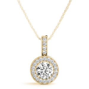 Alisa Halo Necklace Pendant - 18K Yellow Gold (Setting Price)