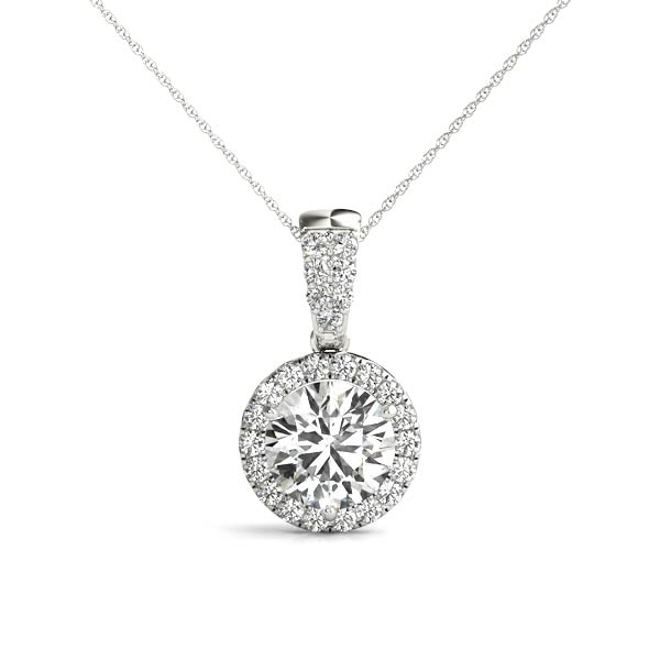 Addilyn Halo Necklace Pendant - 18K White Gold (Setting Price)
