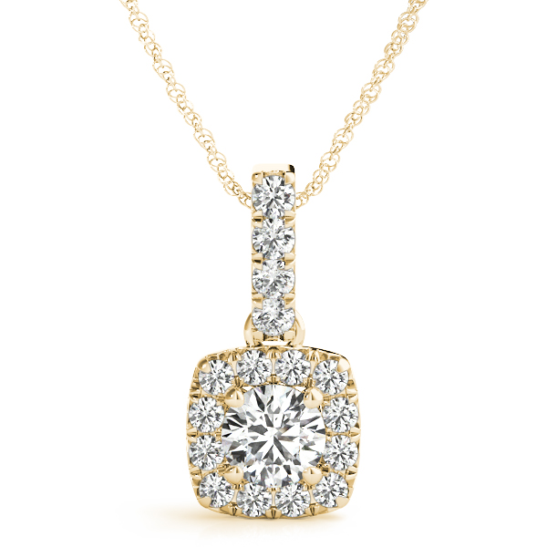 Alora Halo Necklace Pendant - 14K Yellow Gold (Setting Price)