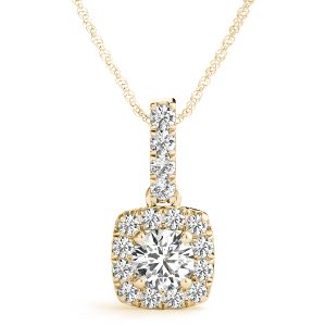 Alora Halo Necklace Pendant - 14K Yellow Gold (Setting Price)