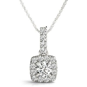 Alora Halo Necklace Pendant - 18K White Gold (Setting Price)