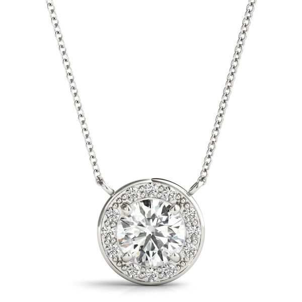 Avianna Halo Necklace Pendant - 14K White Gold (Setting Price)