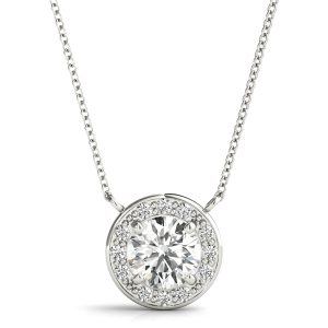 Avianna Halo Necklace Pendant - 18K White Gold (Setting Price)