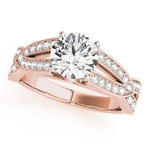Allie Vintage Inspired 2 Row Diamond Engagement Ring - 14K Rose Gold (Setting Price)