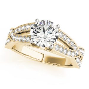 Allie Vintage Inspired 2 Row Diamond Engagement Ring - 14K Yellow Gold (Setting Price)