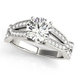 Allie Vintage Inspired 2 Row Diamond Engagement Ring - Platinum (Setting Price)