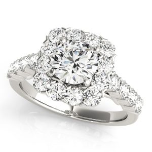 Alena Halo Engagement Ring - 18K White Gold (Setting Price)